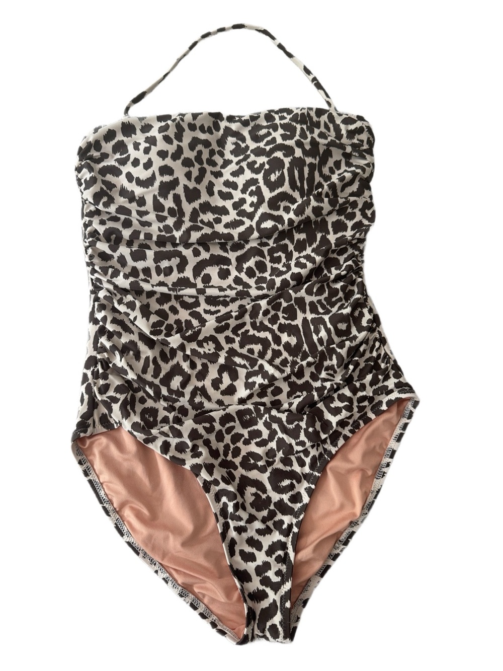 J. Crew Strapless One-Piece Ruched Leopard Swimsuit Style #BF124 Size 8